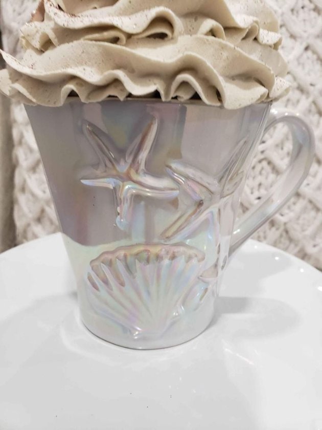 Pip Posh Designs Faux Sweet Décor Whipped Topper Iridescent Sea Shell Mug Collection