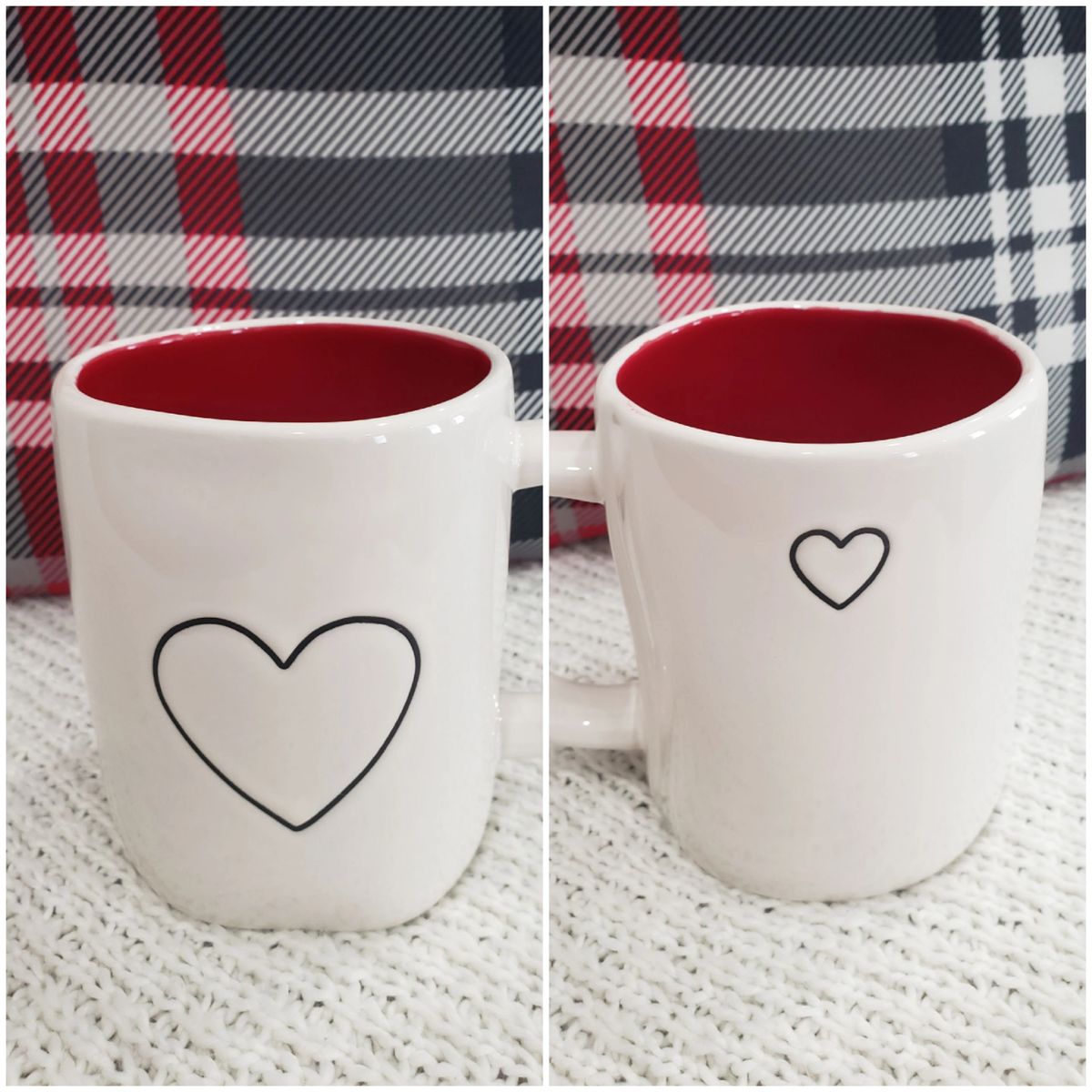 Rae Dunn "Heart" Black Outline Double Sided Mug Collection